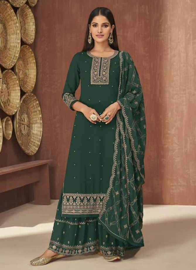 Dark Green Colour ZUBEDA RAUZAN New Designer Fancy Festive Wear Salwar Suit Collection